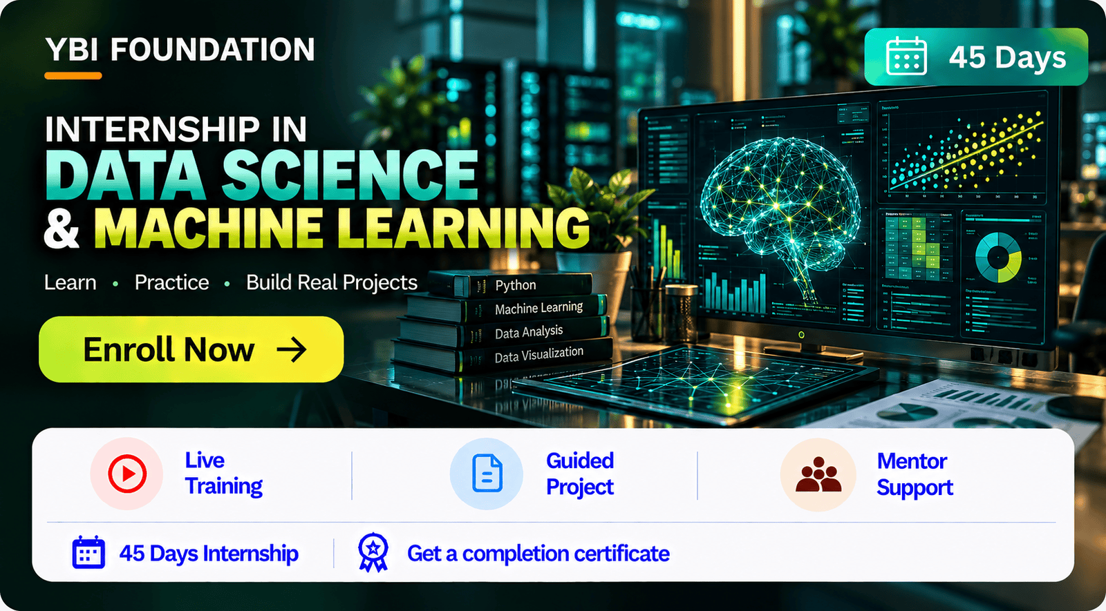 45 Days Data Science and Machine Learning Internship with Certificate